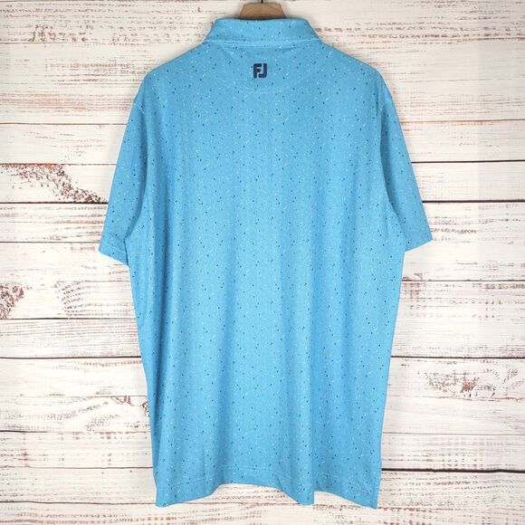 FootJoy Tweed Textured Golf Polo Shirt Mens XL Blue Speckled LOGO Embroidered - Picture 8 of 9